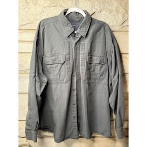 5.11 Tactical Series Mens 2XL Charcoal Gray Long Sleeve Button Down Work Shirt